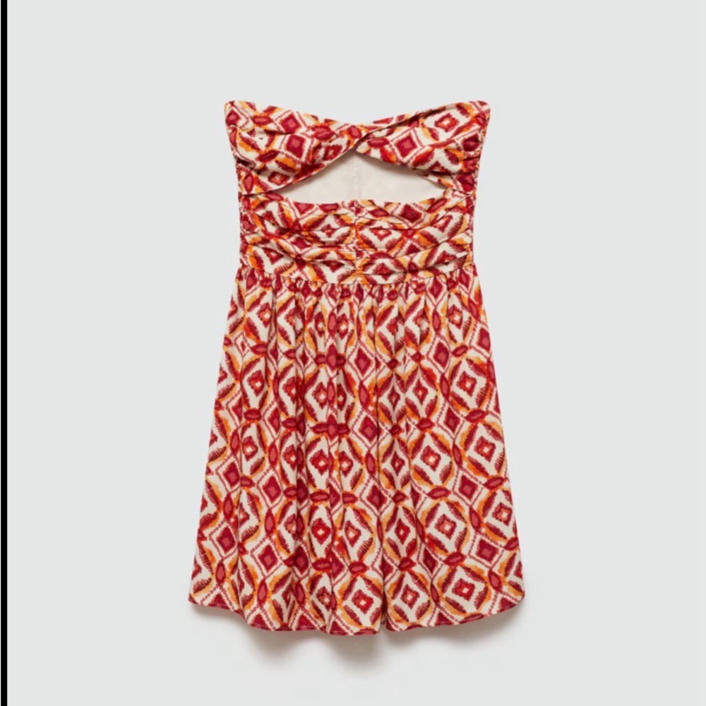 Mango Printed Cut-Out Detail Dress